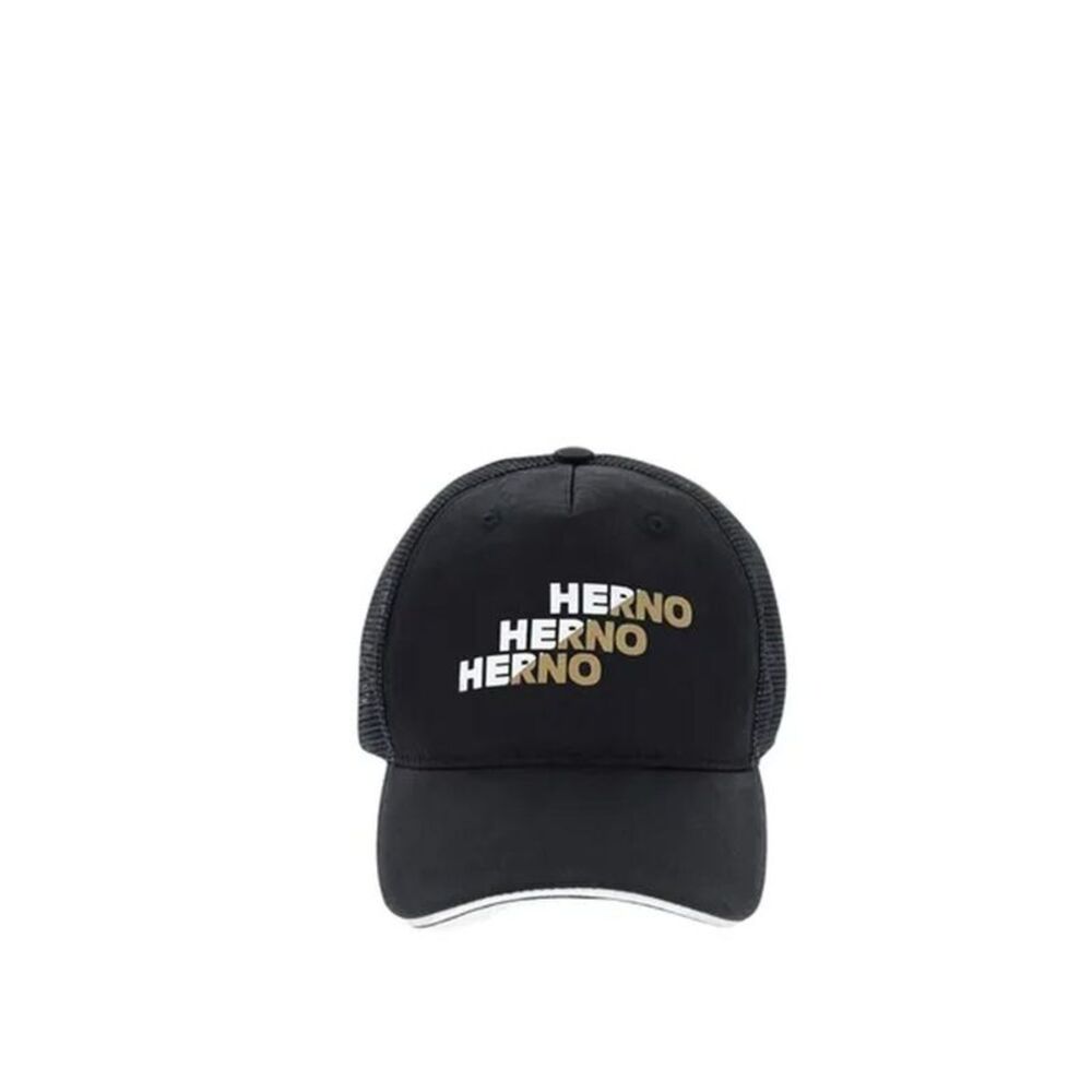 Herno Black Cotton Cap (Baseball Men's Hat)